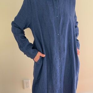 ELK navy linen shirt dress SIZE 10 AU 6 US